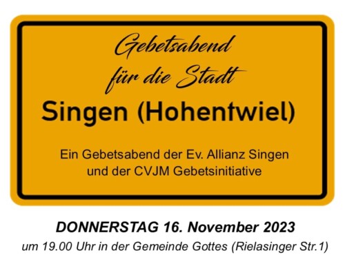 Gebetsabend für die Stadt am 16.11.23